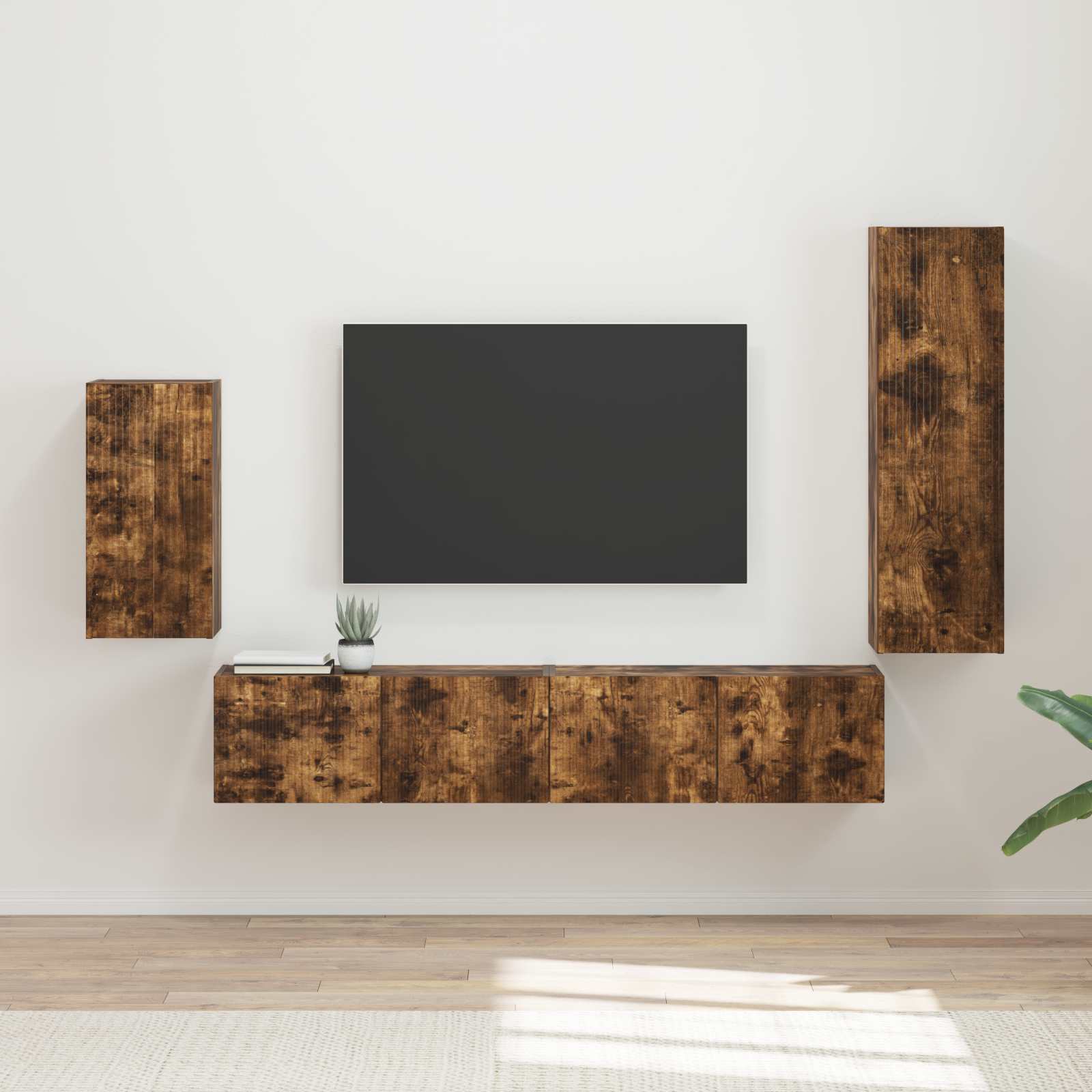 Conjunto de mueble de TV 4 pcs brillante Madera de ingeniería