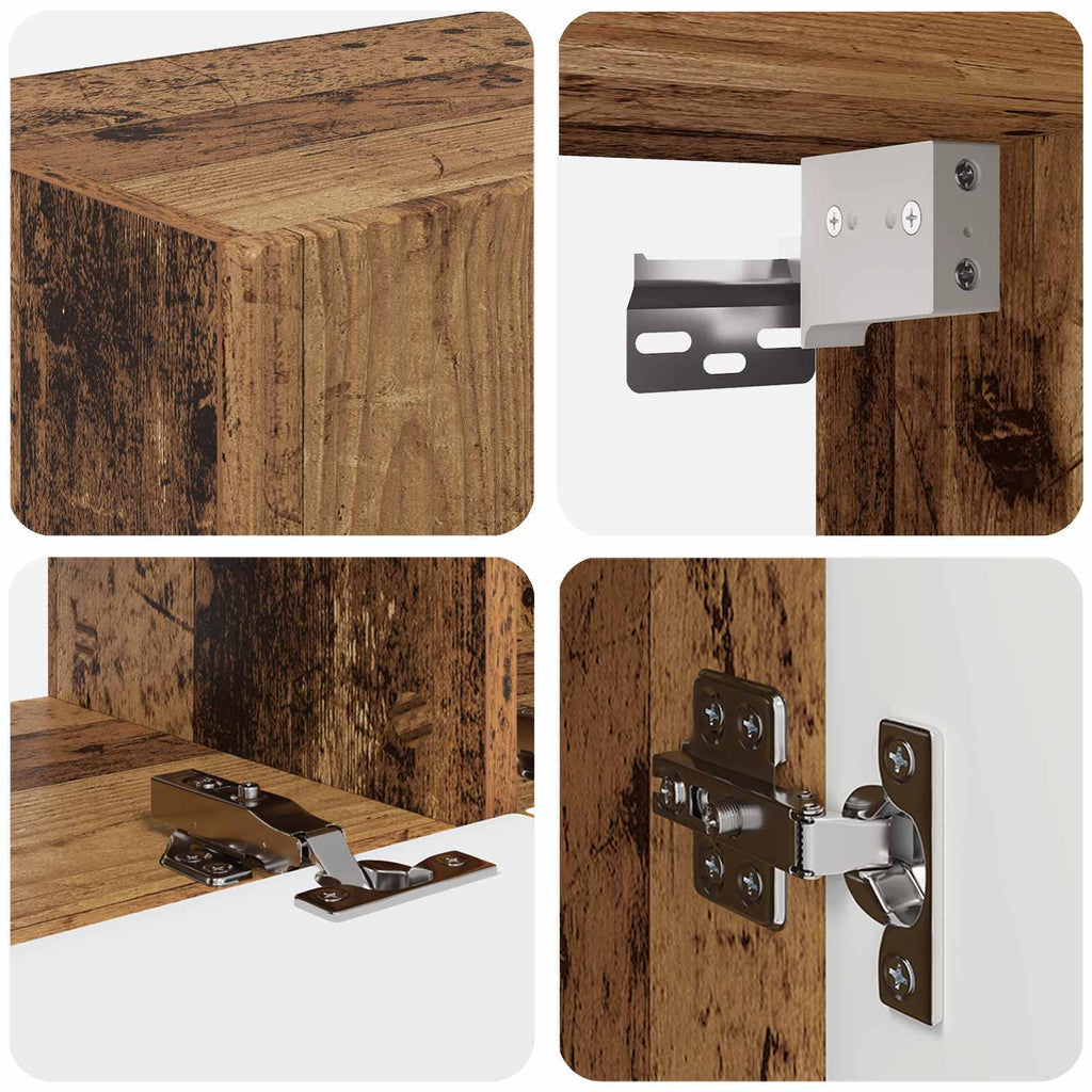 Conjunto de mueble de TV Montaje en la pared 4 pcs Madera vieja