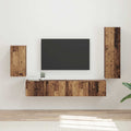 Conjunto de mueble de TV Montaje en la pared 4 pcs Madera vieja