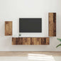 Conjunto de mueble de TV Montaje en la pared 4 pcs Madera vieja