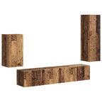 Conjunto de mueble de TV Montaje en la pared 4 pcs Madera vieja
