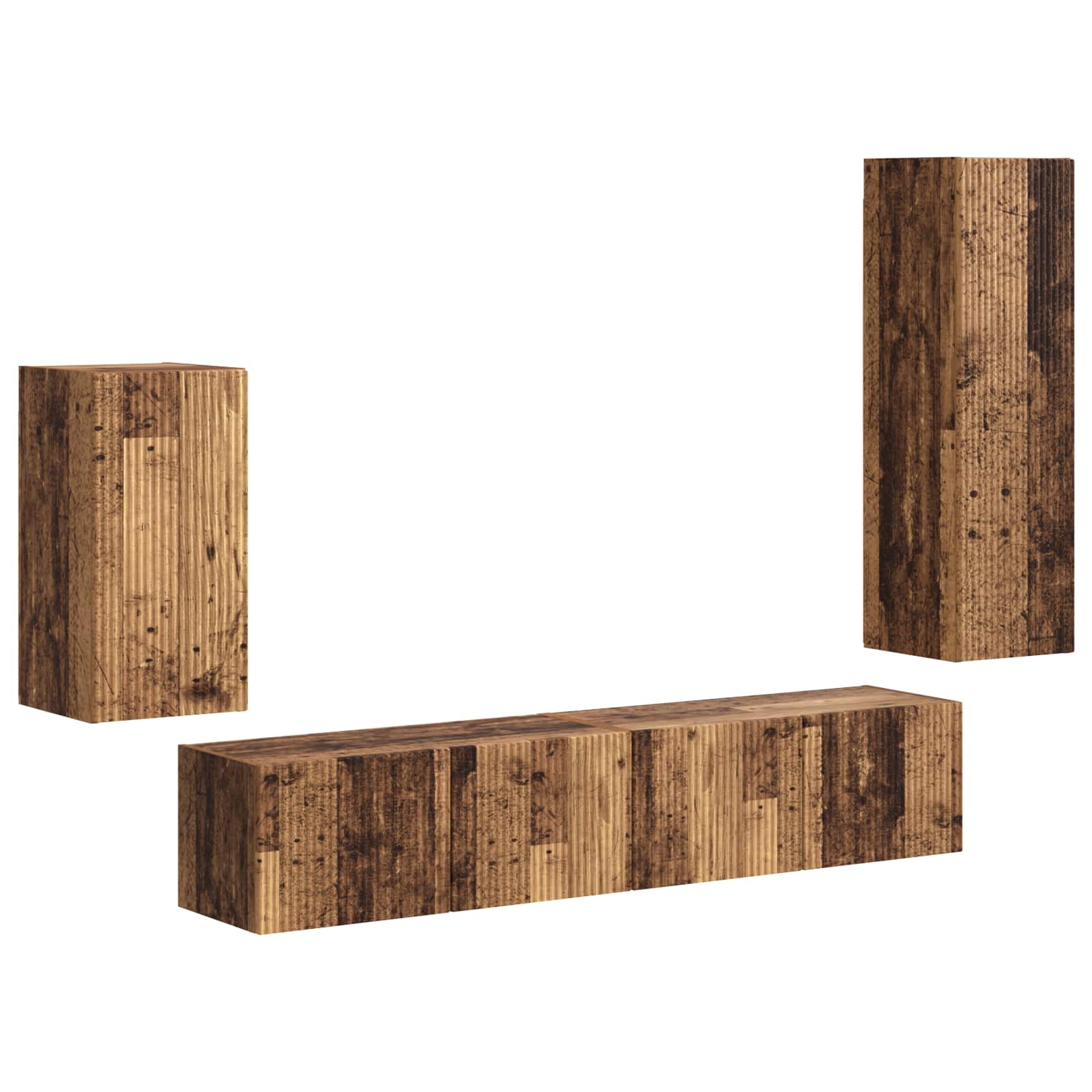 Conjunto de mueble de TV Montaje en la pared 4 pcs Madera vieja