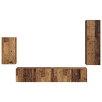 Conjunto de mueble de TV Montaje en la pared 4 pcs Madera vieja