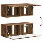 Conjunto de mueble de TV Montaje en la pared 4 pcs Madera vieja