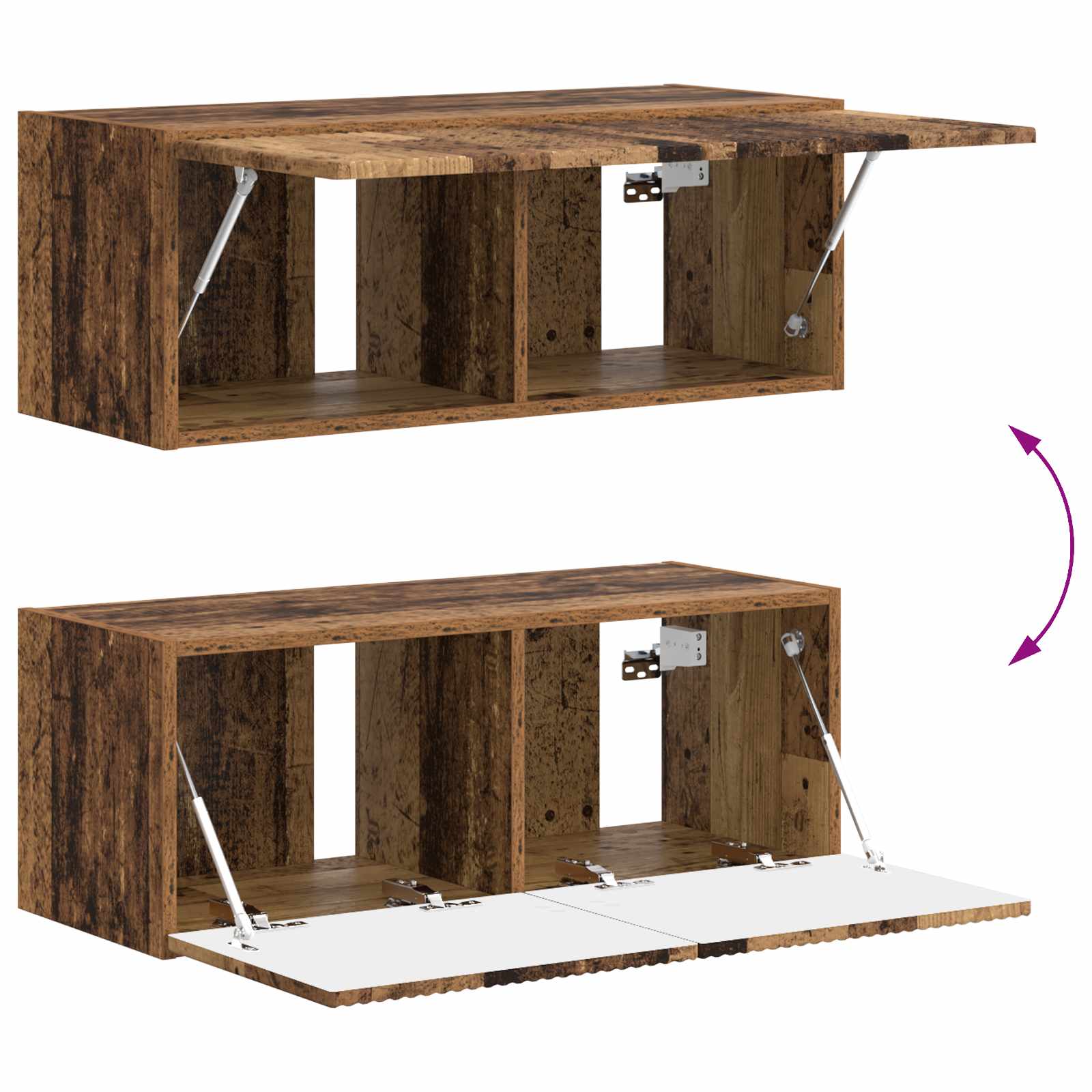Conjunto de mueble de TV Montaje en la pared 4 pcs Madera vieja