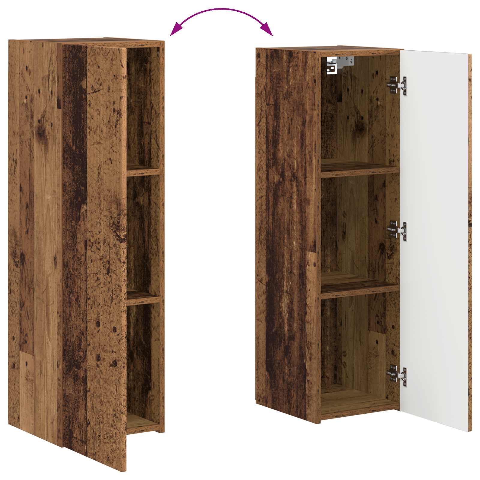 Conjunto de mueble de TV Montaje en la pared 4 pcs Madera vieja