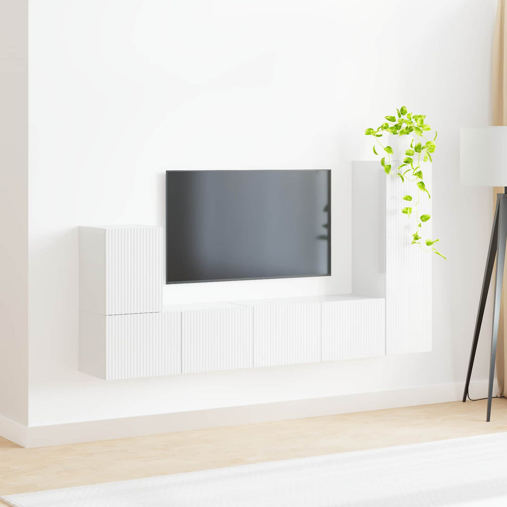 Conjunto de mueble de TV 3 pcs brillante Madera de ingeniería