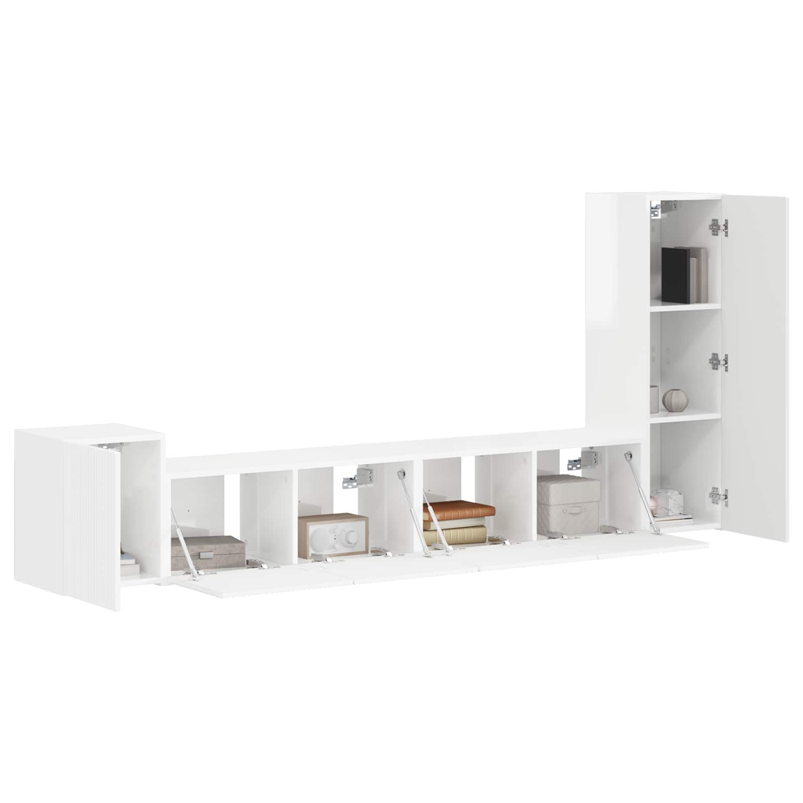 Conjunto de mueble de TV 3 pcs brillante Madera de ingeniería