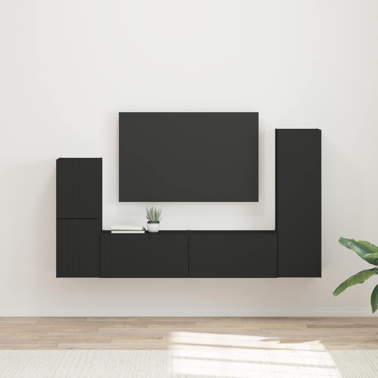 Conjunto de mueble de TV 4 pcs brillante Madera de ingeniería