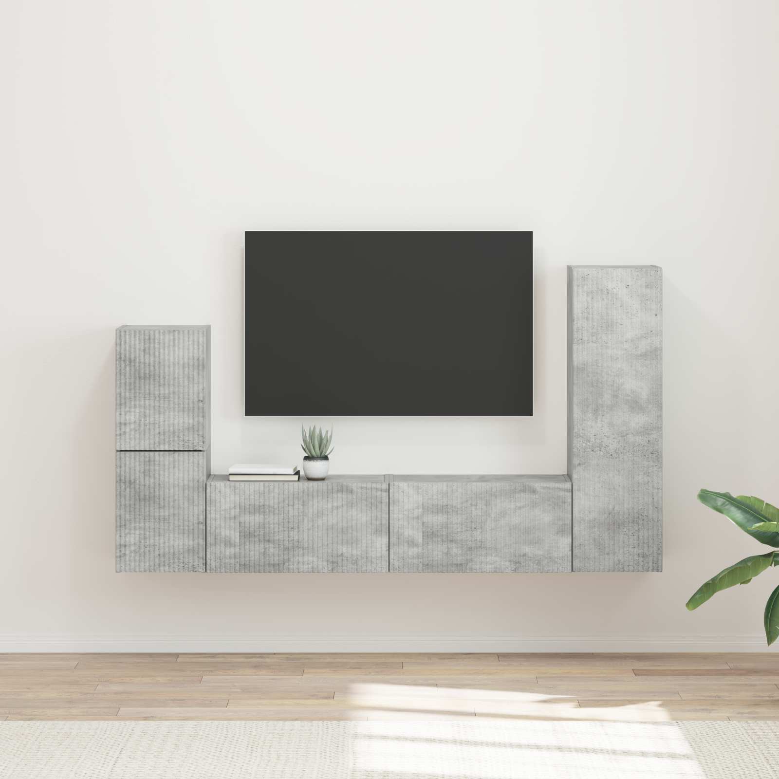 Conjunto de mueble de TV 4 pcs brillante Madera de ingeniería