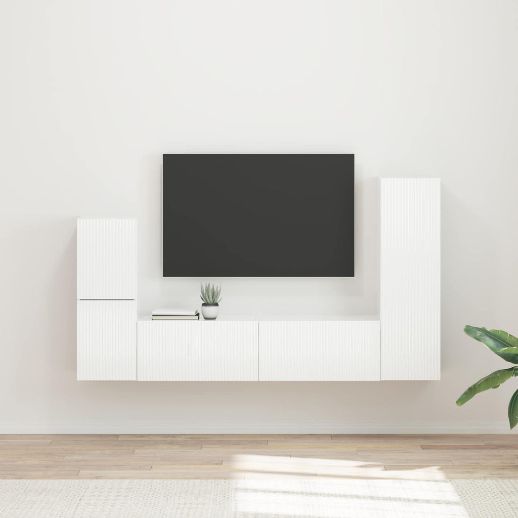 Conjunto de mueble de TV 4 pcs brillante Madera de ingeniería