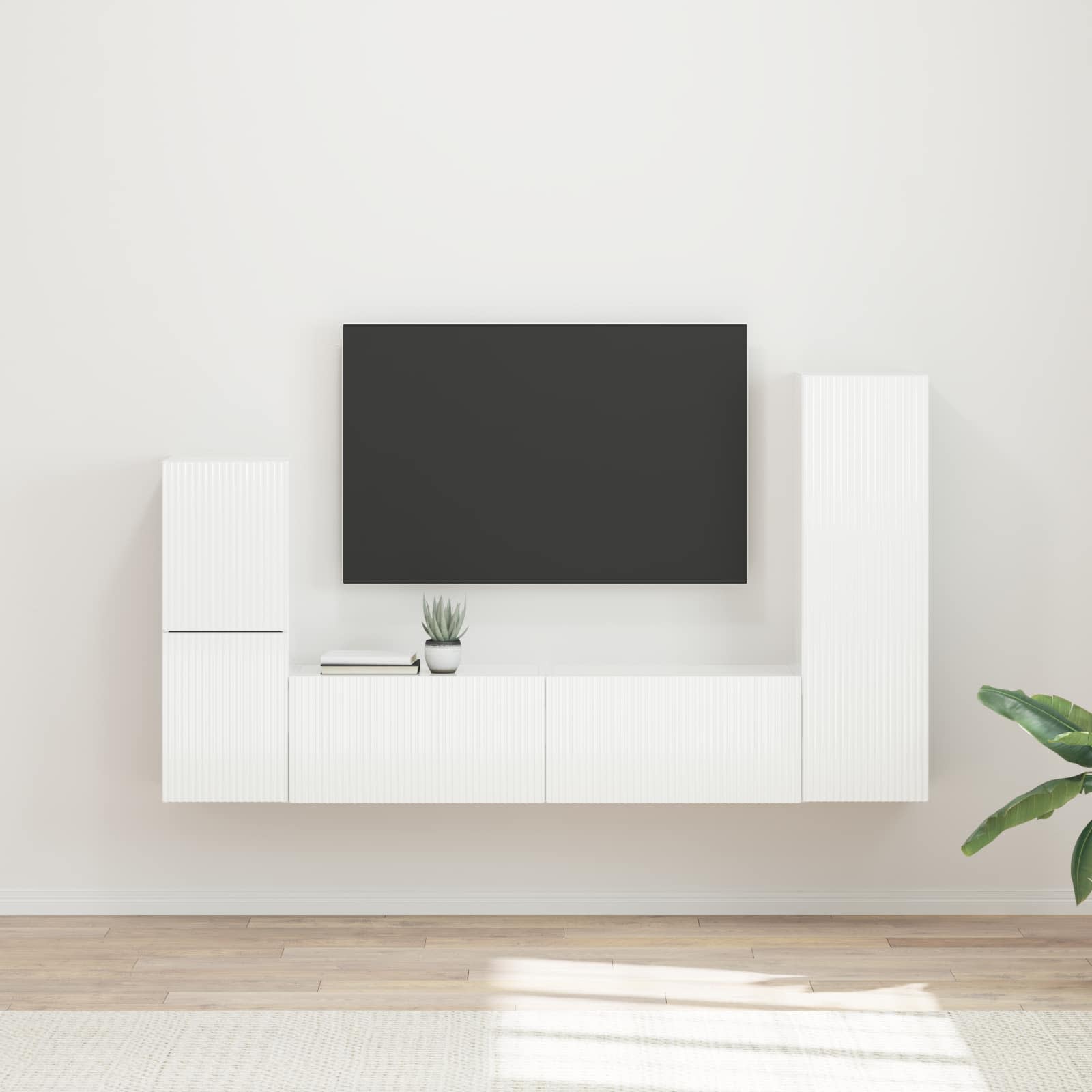 Conjunto de mueble de TV 4 pcs brillante Madera de ingeniería