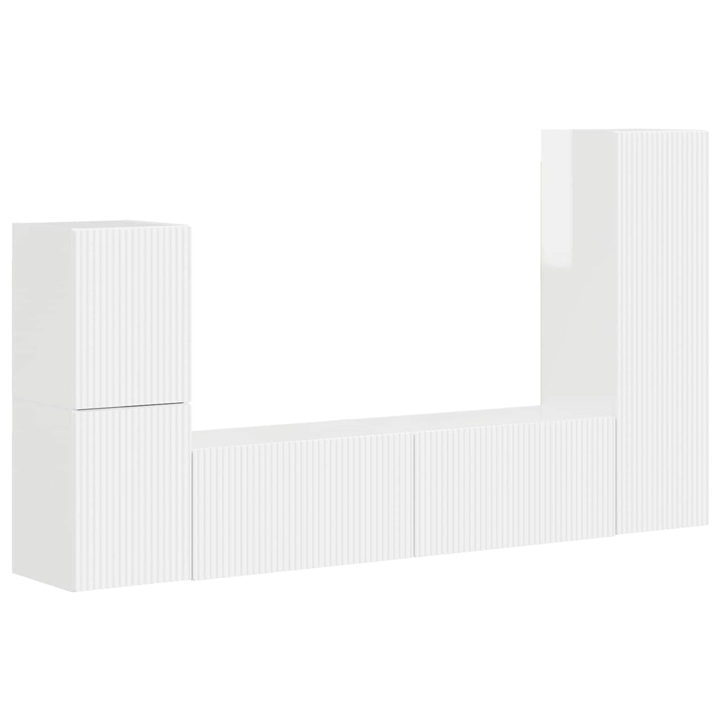 Conjunto de mueble de TV 4 pcs brillante Madera de ingeniería