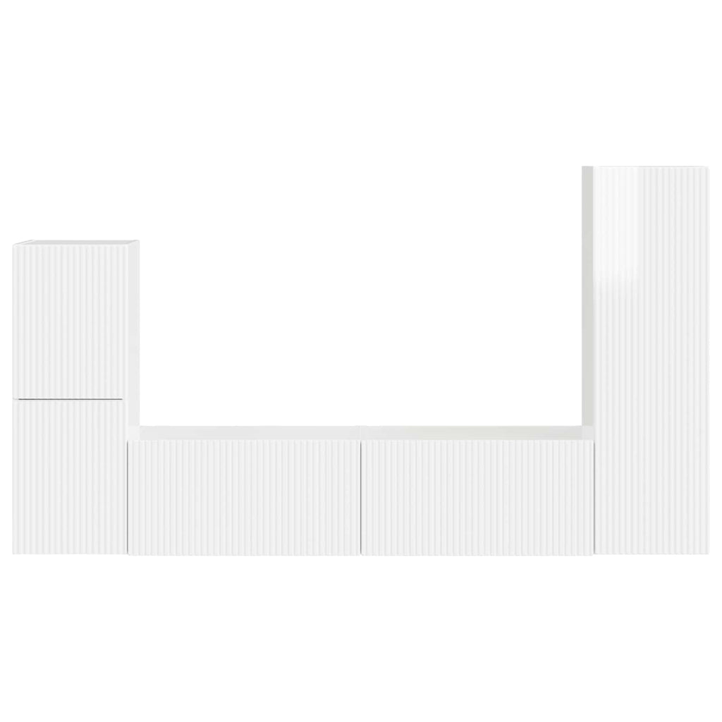 Conjunto de mueble de TV 4 pcs brillante Madera de ingeniería