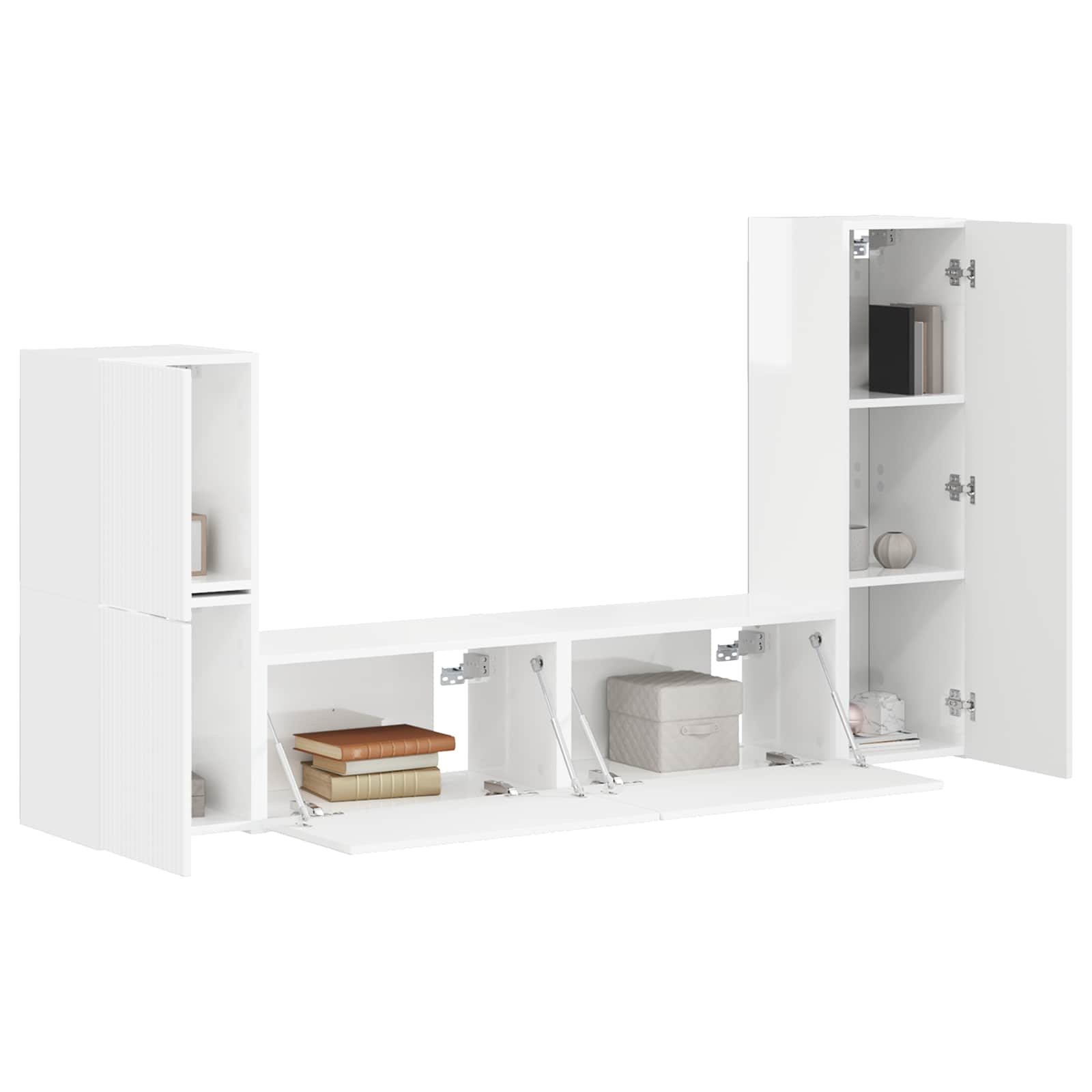 Conjunto de mueble de TV 4 pcs brillante Madera de ingeniería