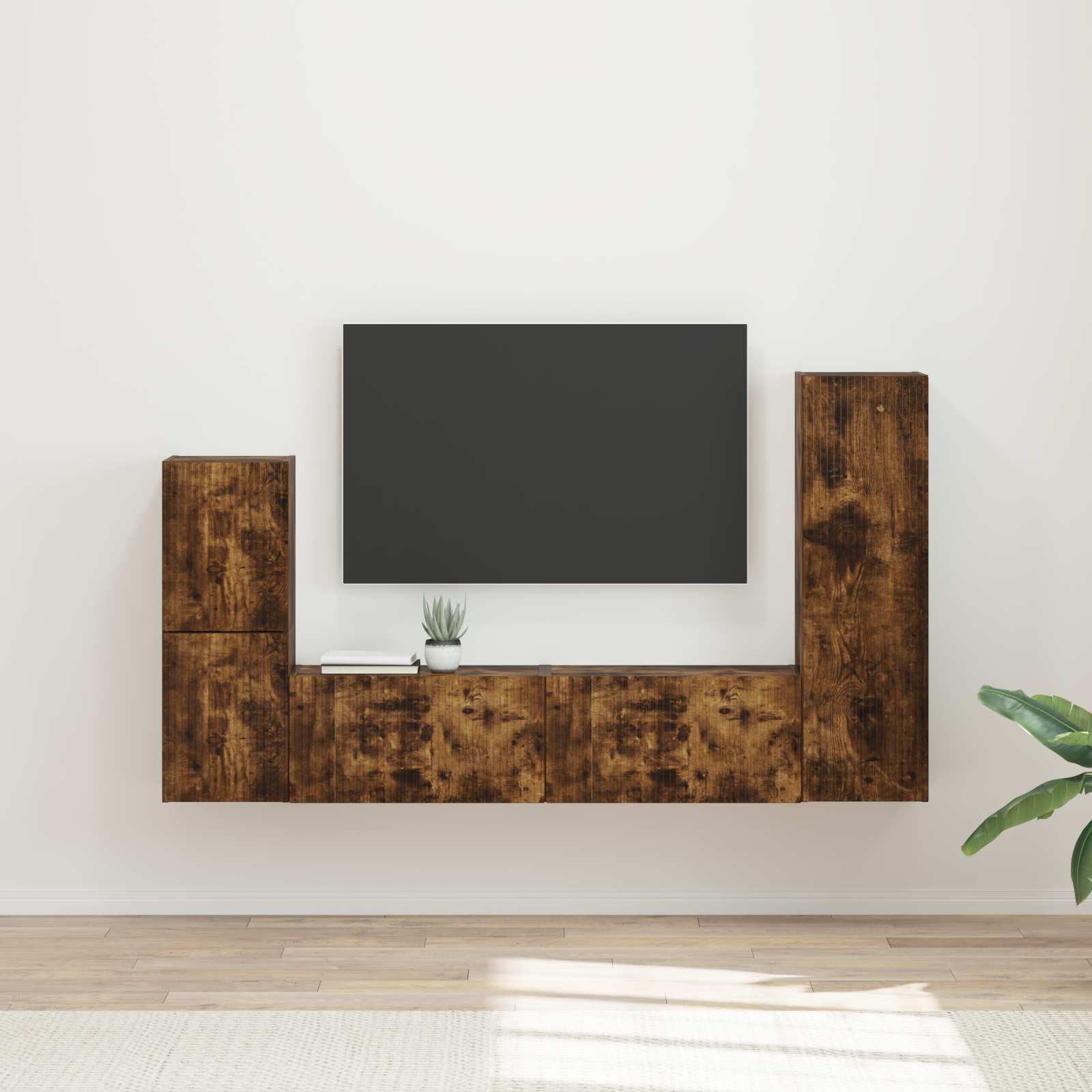 Conjunto de mueble de TV 4 pcs brillante Madera de ingeniería