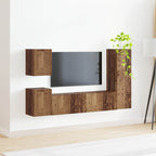 Conjunto de mueble de TV Montaje en la pared 4 pcs Madera vieja