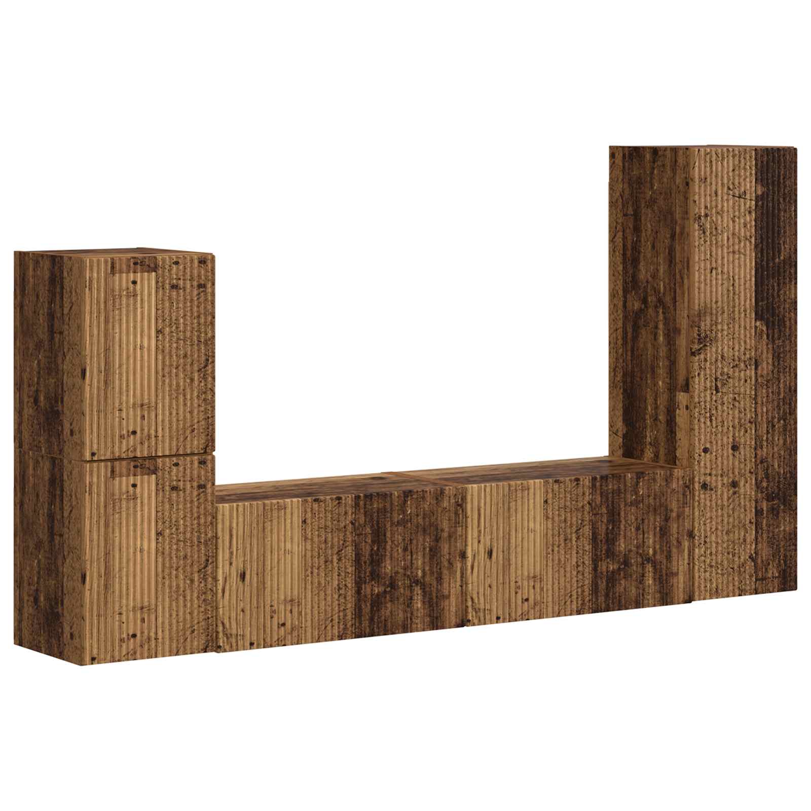 Conjunto de mueble de TV Montaje en la pared 4 pcs Madera vieja