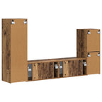 Conjunto de mueble de TV Montaje en la pared 4 pcs Madera vieja