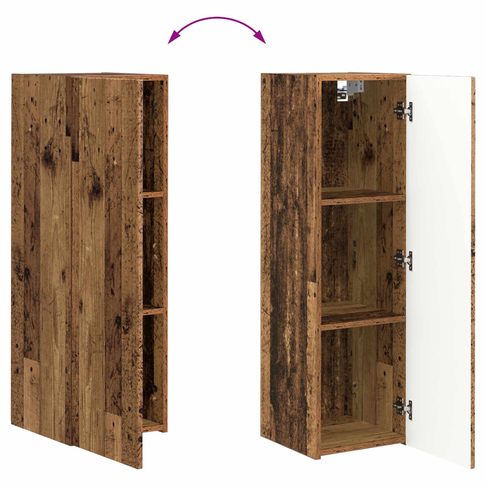 Conjunto de mueble de TV Montaje en la pared 4 pcs Madera vieja
