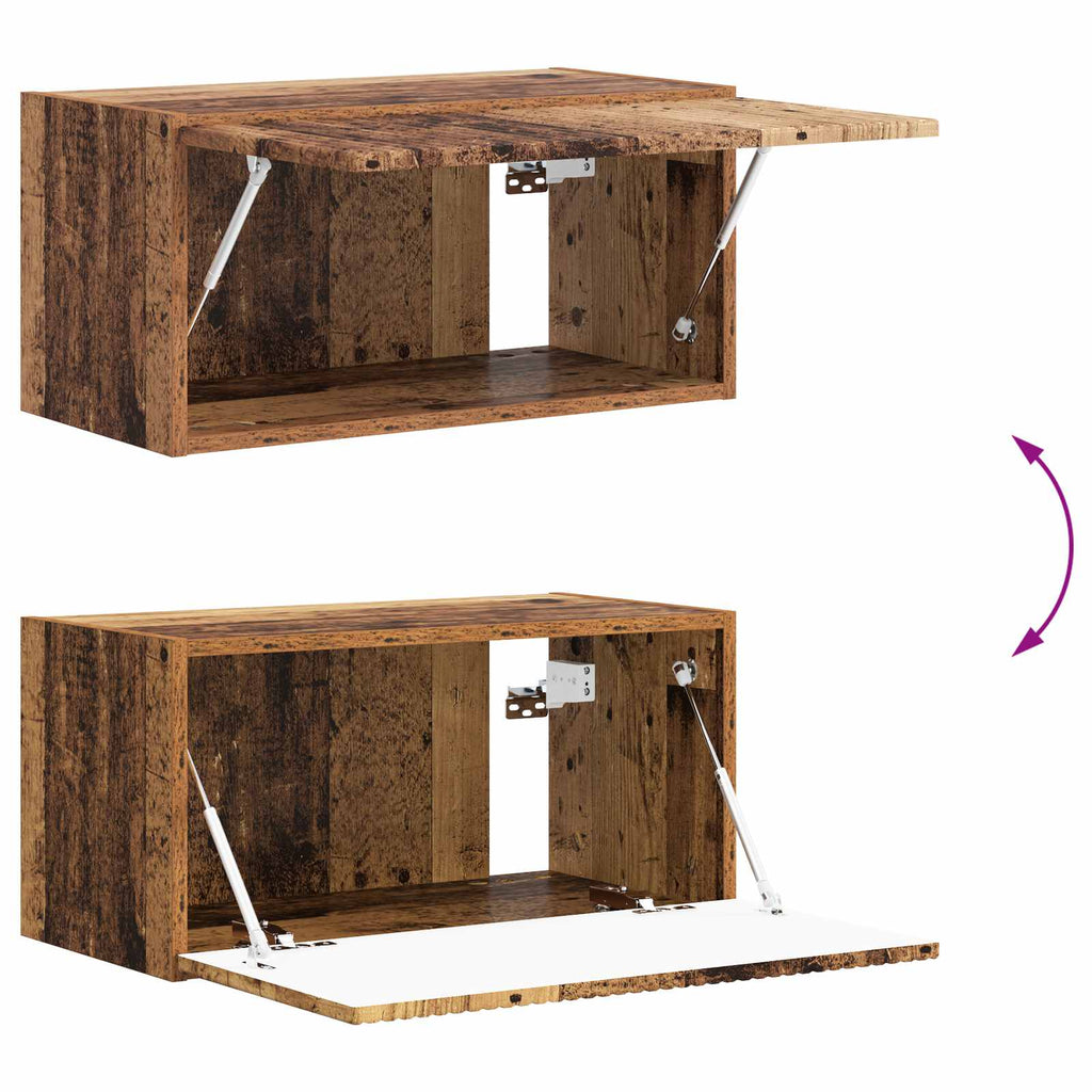 Conjunto de mueble de TV Montaje en la pared 4 pcs Madera vieja