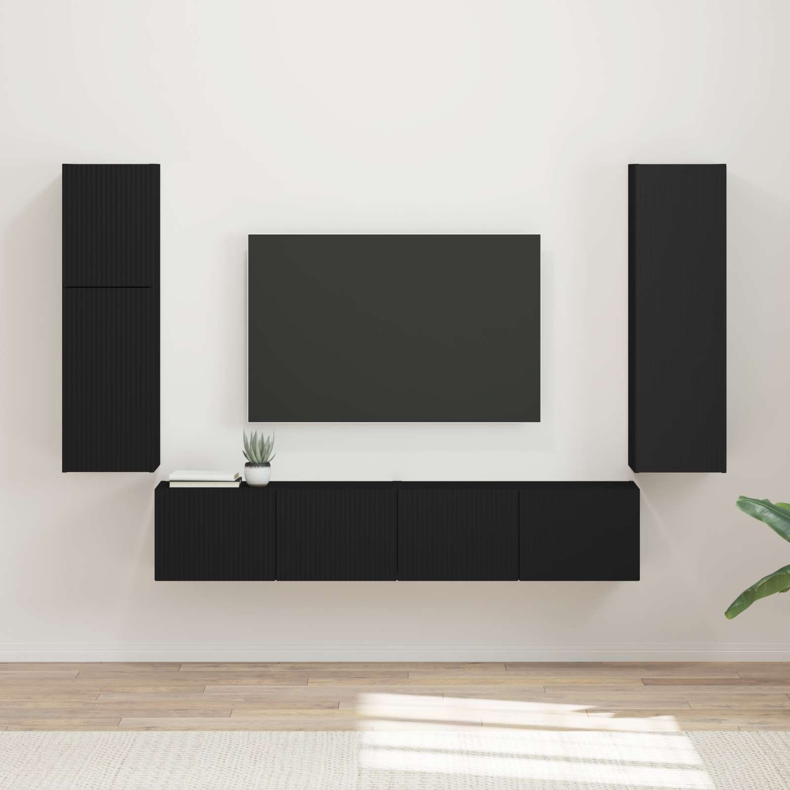 Conjunto de mueble de TV 4 pcs brillante Madera de ingeniería