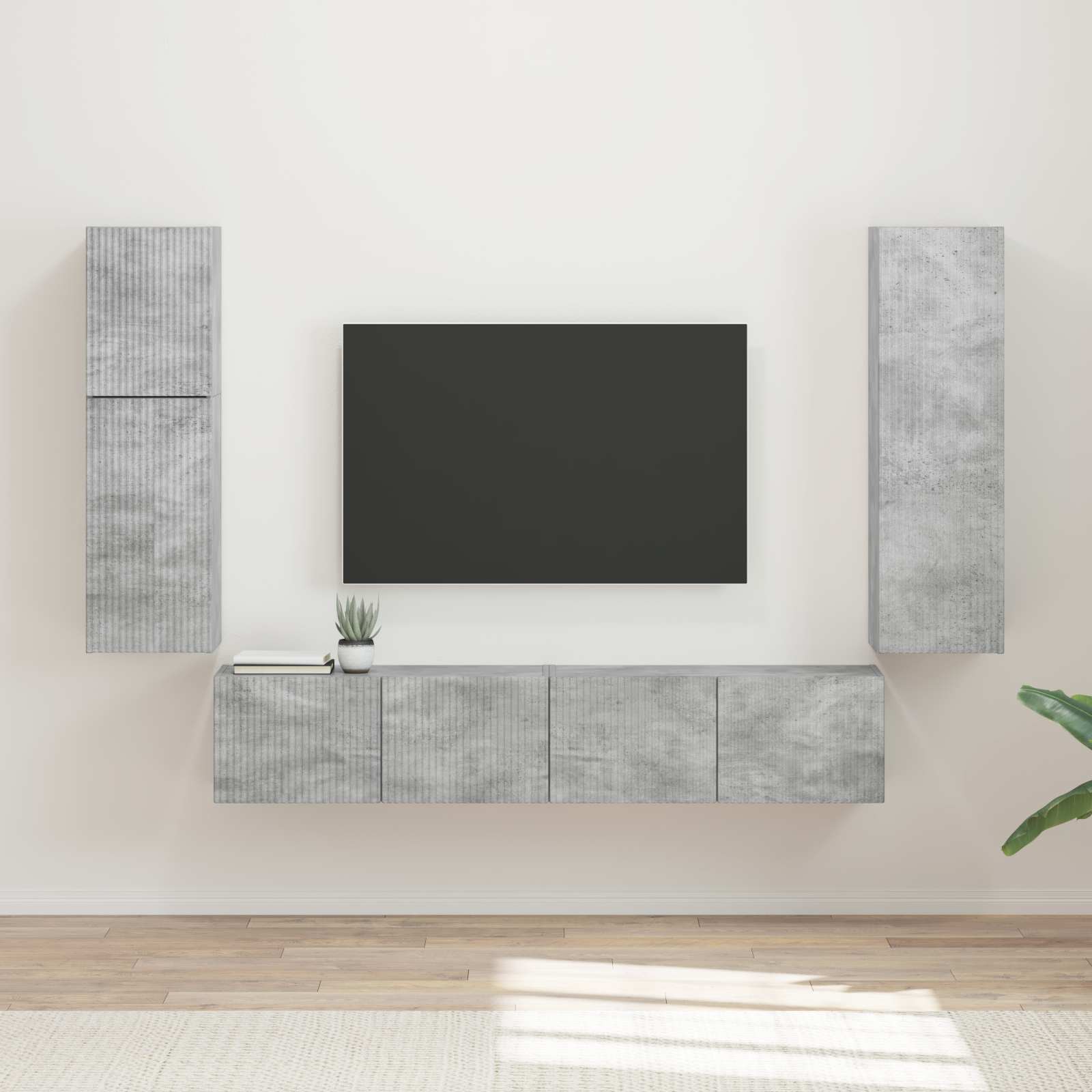 Conjunto de mueble de TV 4 pcs brillante Madera de ingeniería