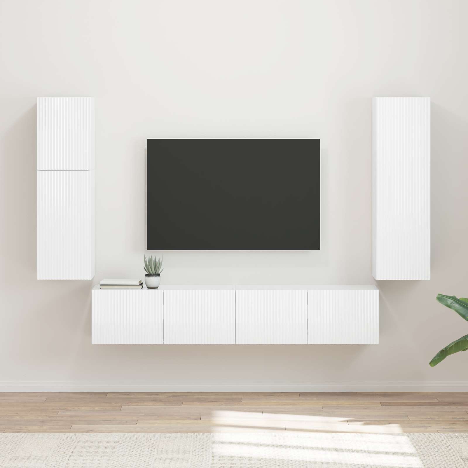 Conjunto de mueble de TV 4 pcs brillante Madera de ingeniería
