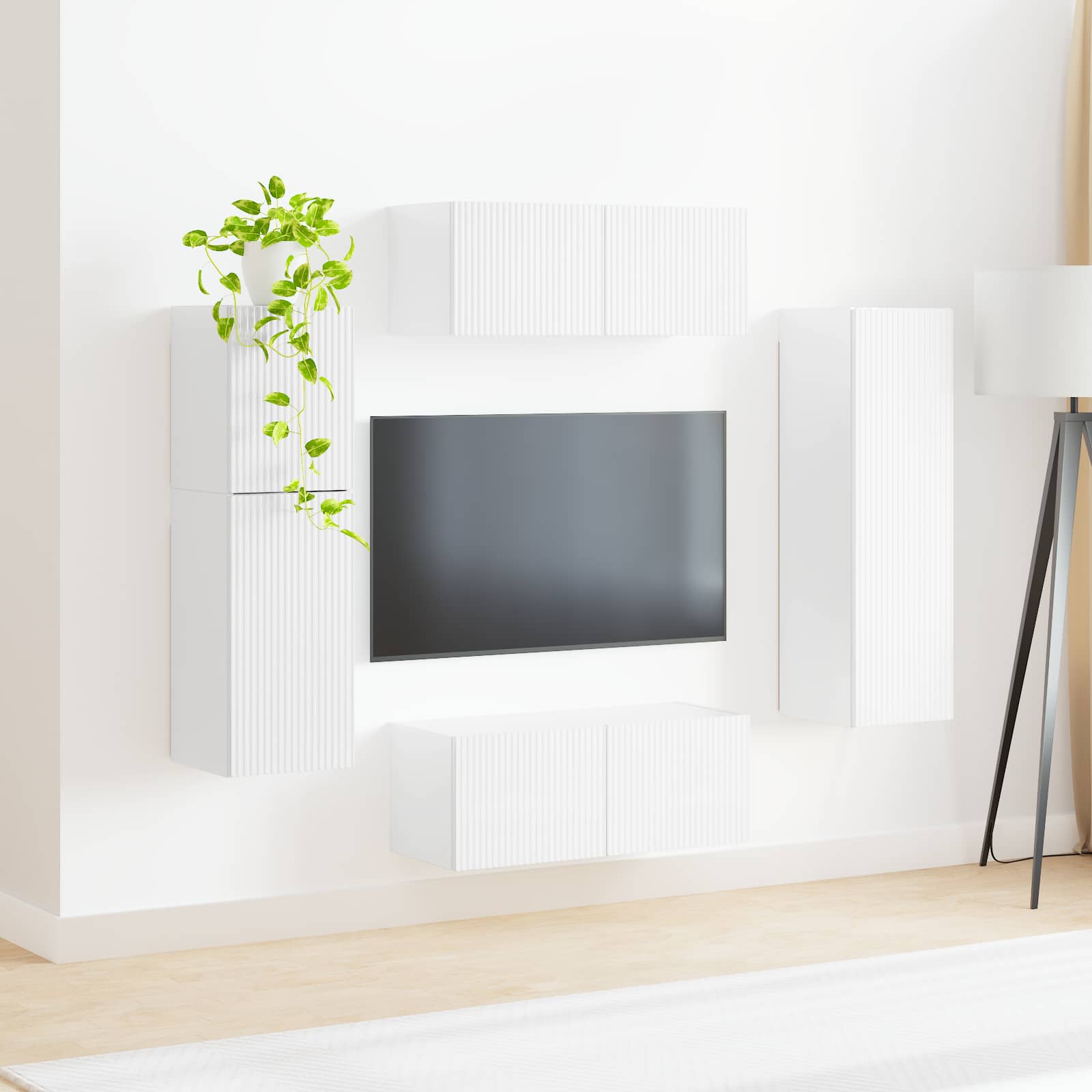 Conjunto de mueble de TV 4 pcs brillante Madera de ingeniería