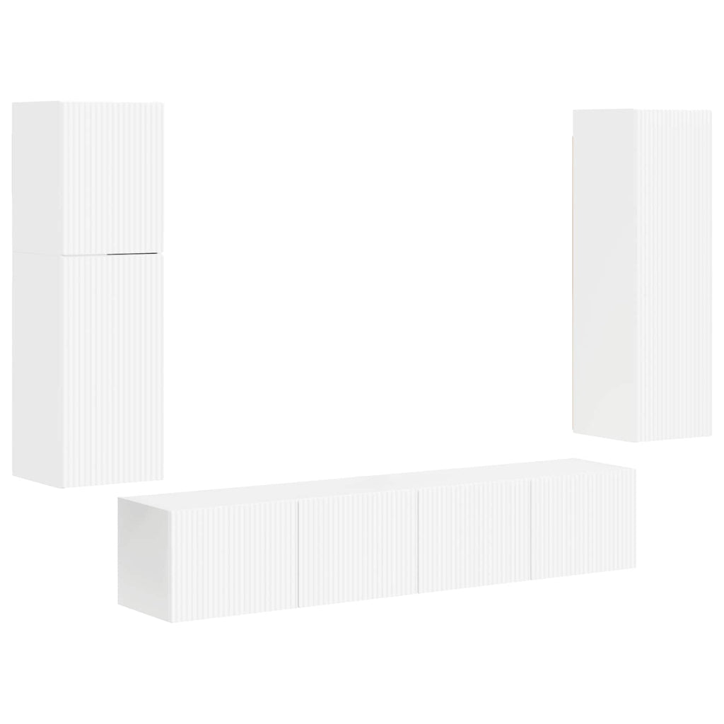 Conjunto de mueble de TV 4 pcs brillante Madera de ingeniería