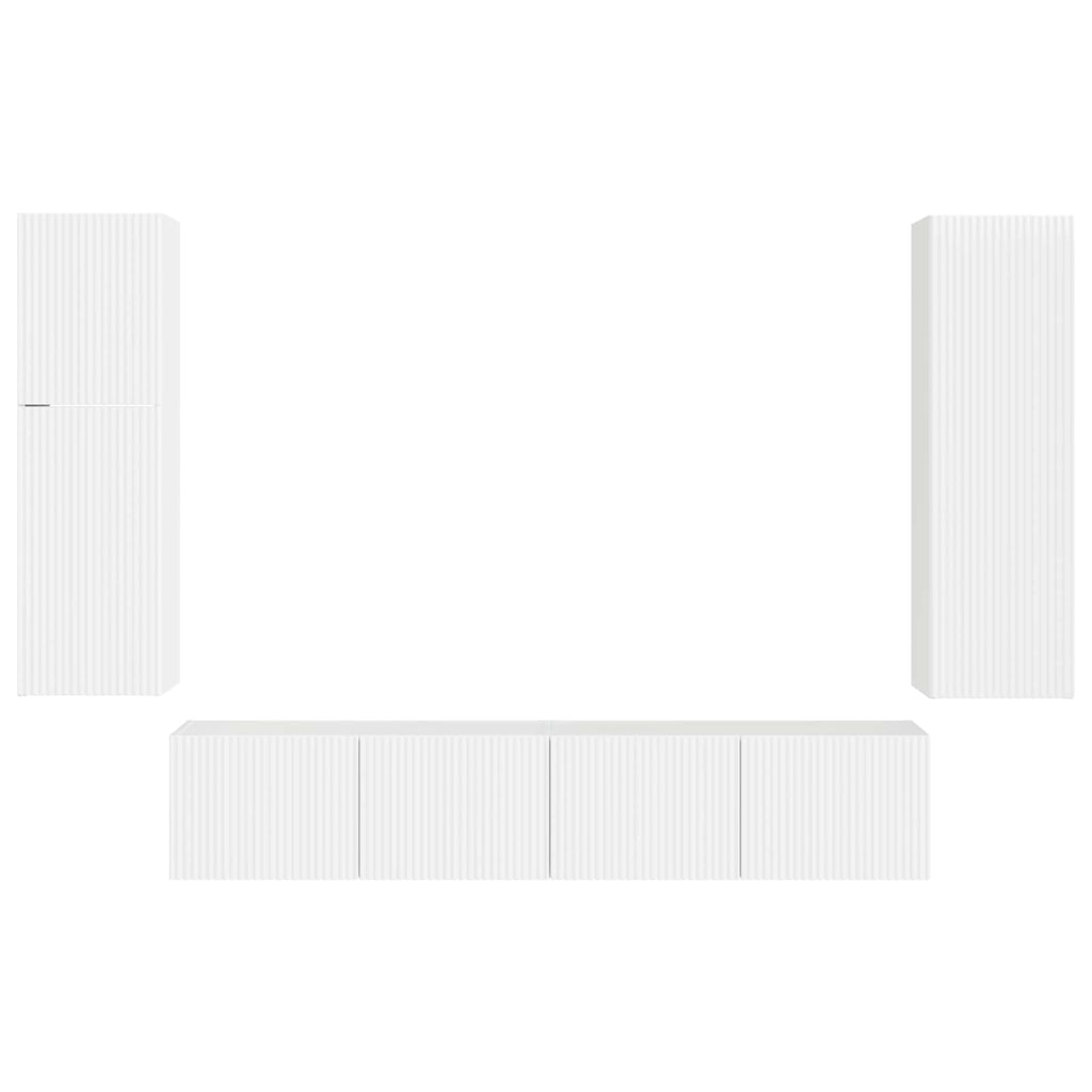 Conjunto de mueble de TV 4 pcs brillante Madera de ingeniería