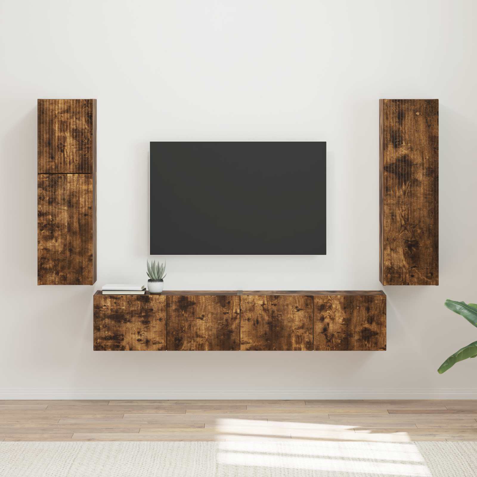 Conjunto de mueble de TV 4 pcs brillante Madera de ingeniería