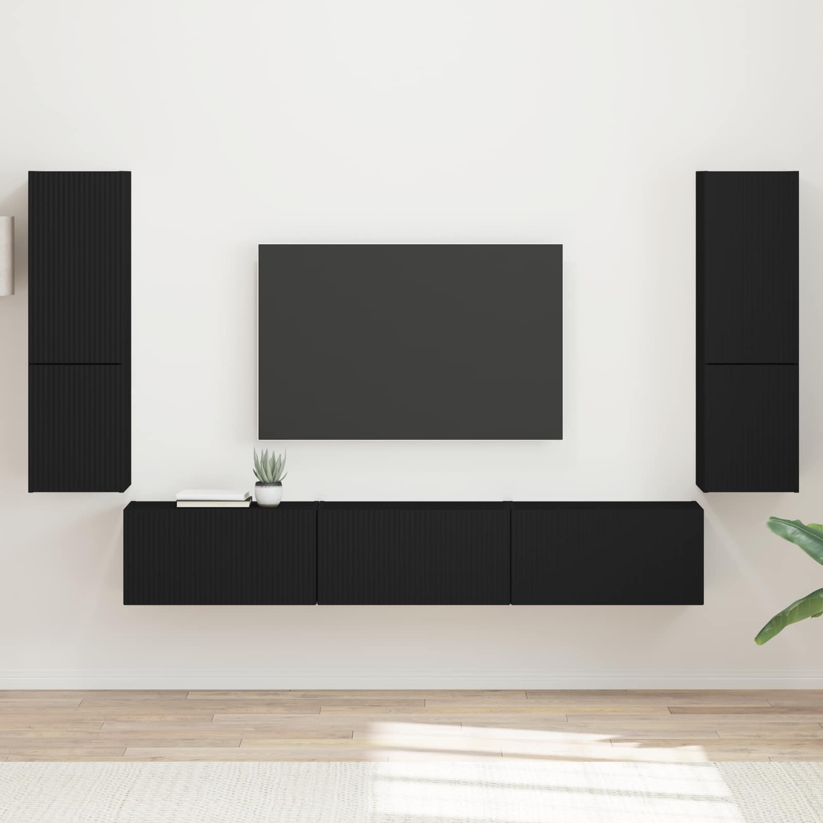 Conjunto de mueble de TV 4 pcs brillante Madera de ingeniería