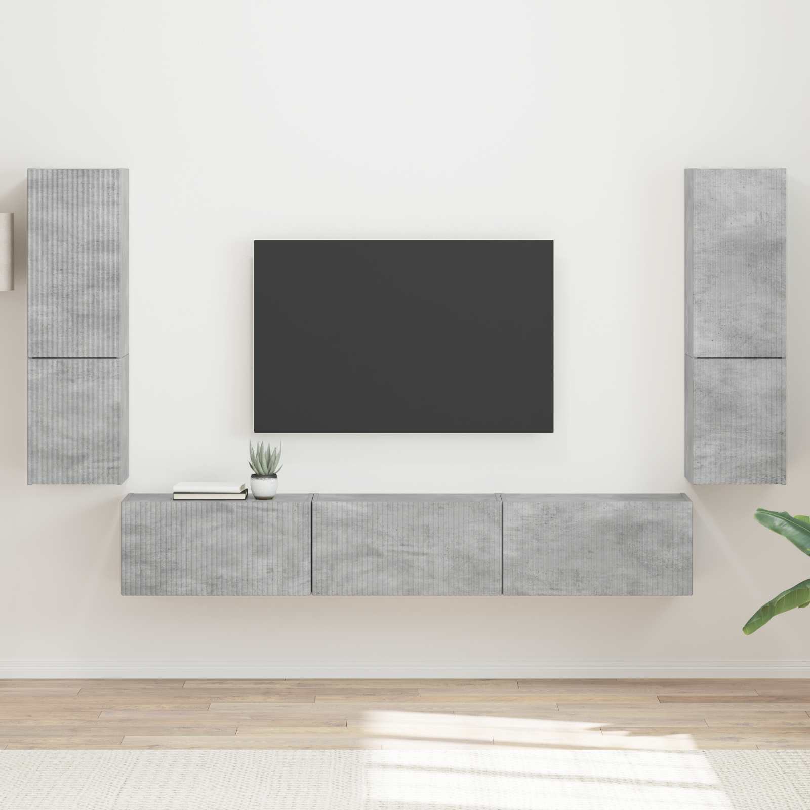 Conjunto de mueble de TV 4 pcs brillante Madera de ingeniería
