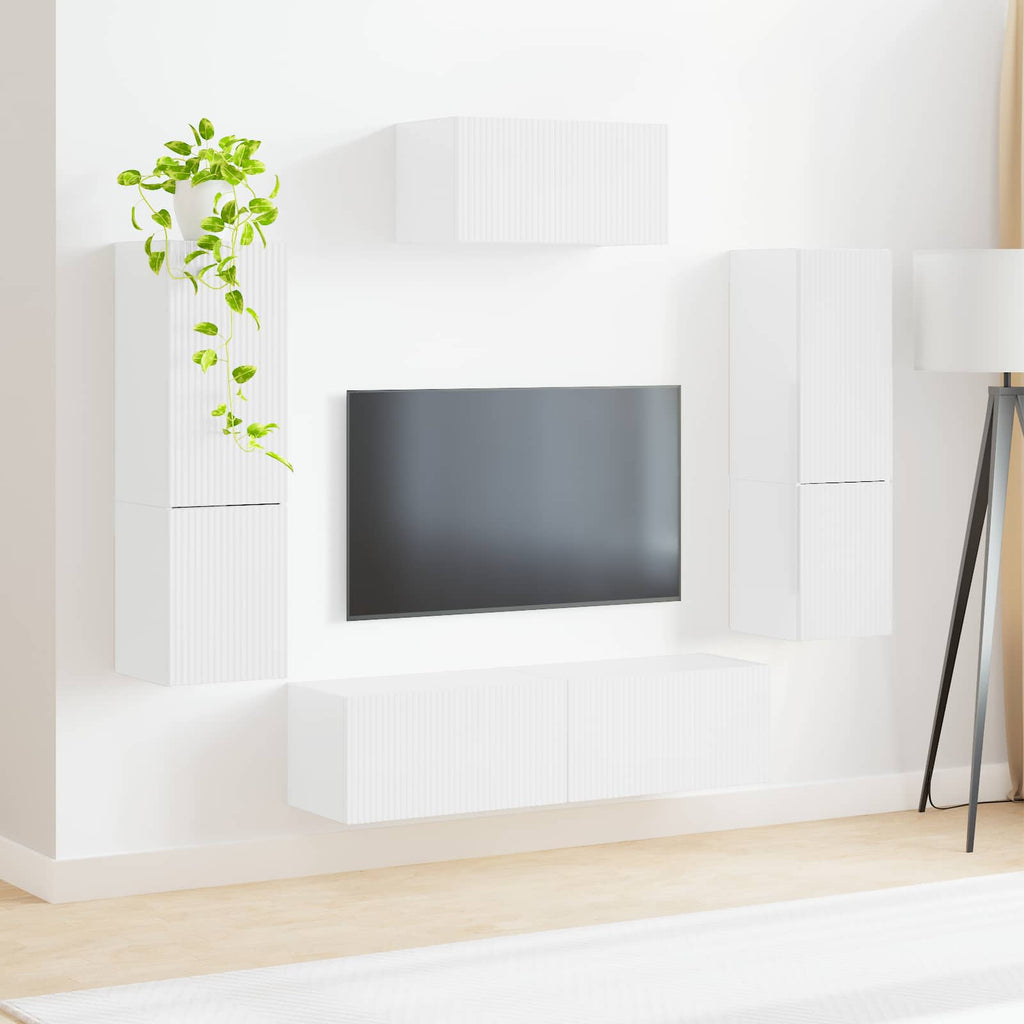 Conjunto de mueble de TV 4 pcs brillante Madera de ingeniería