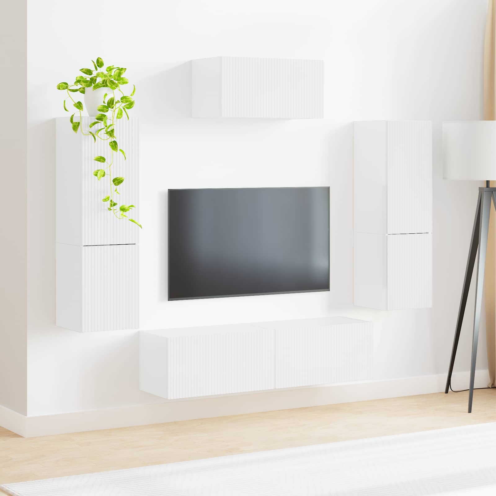 Conjunto de mueble de TV 4 pcs brillante Madera de ingeniería
