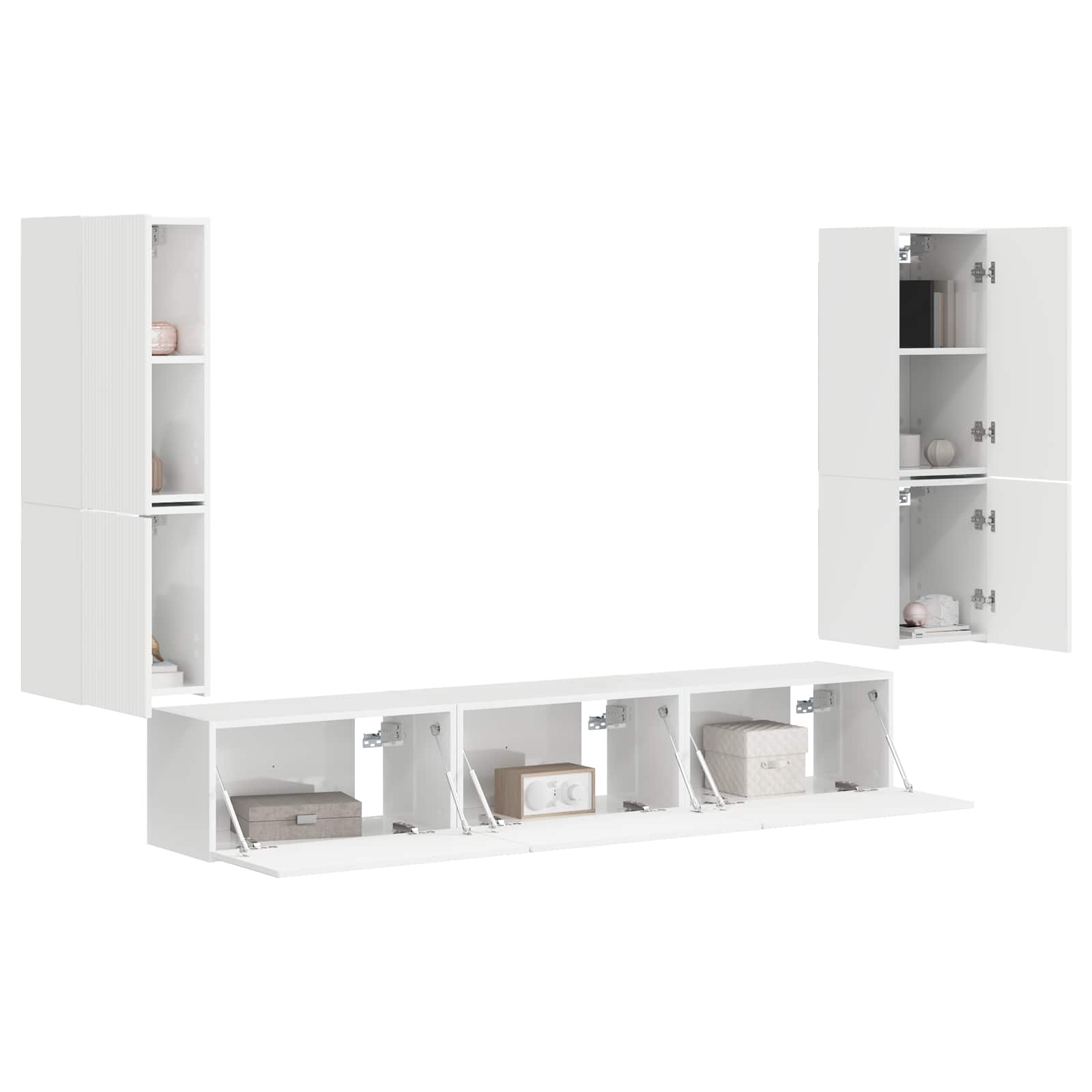 Conjunto de mueble de TV 4 pcs brillante Madera de ingeniería