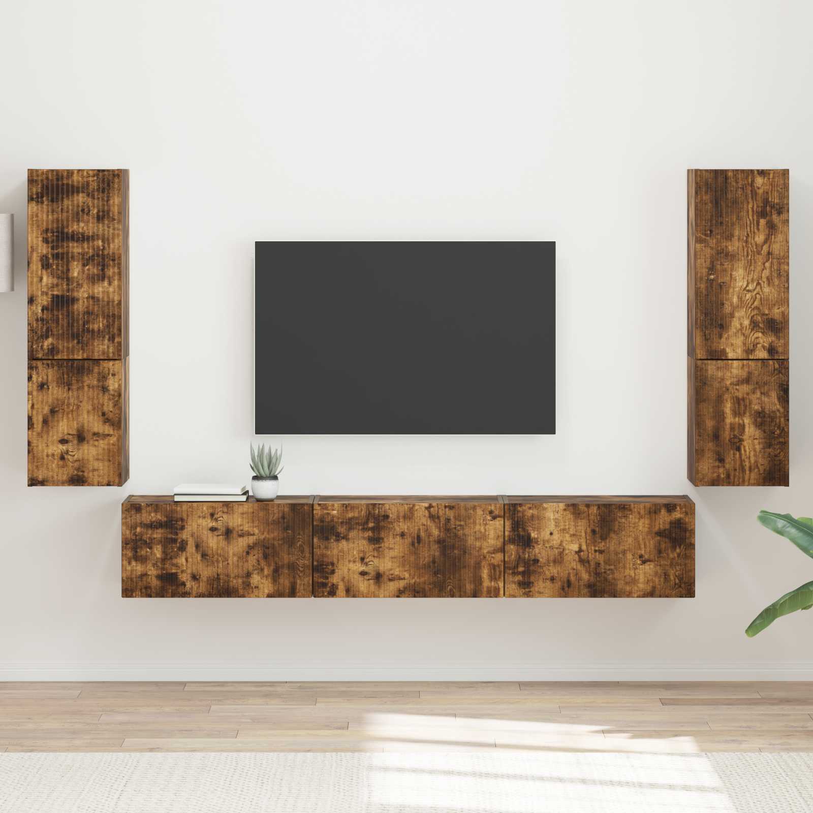 Conjunto de mueble de TV 4 pcs brillante Madera de ingeniería