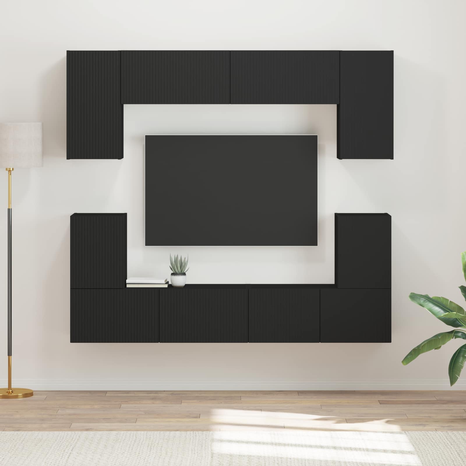 Conjunto de mueble de TV 5 pcs brillante Madera de ingeniería
