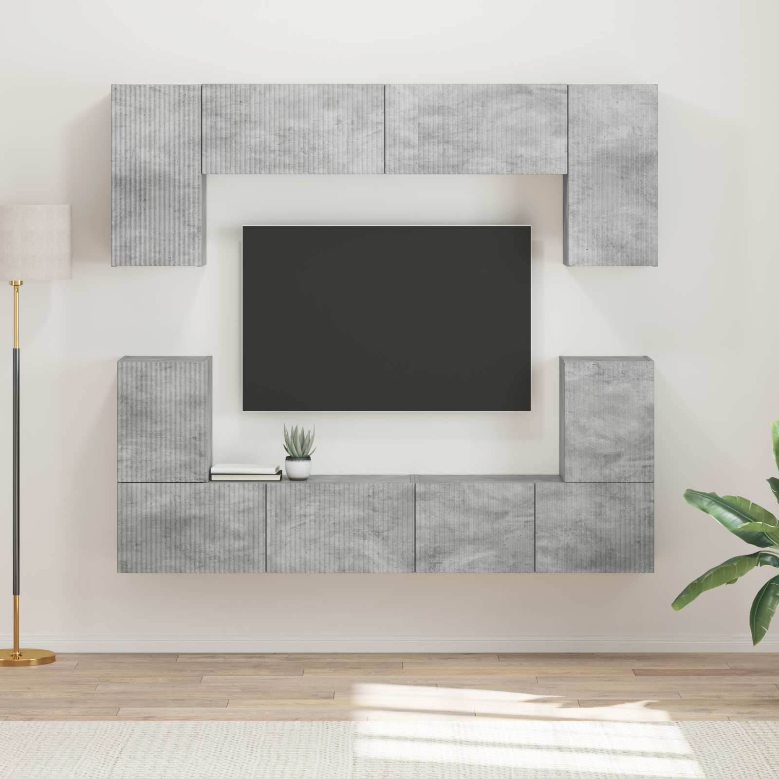 Conjunto de mueble de TV 5 pcs brillante Madera de ingeniería