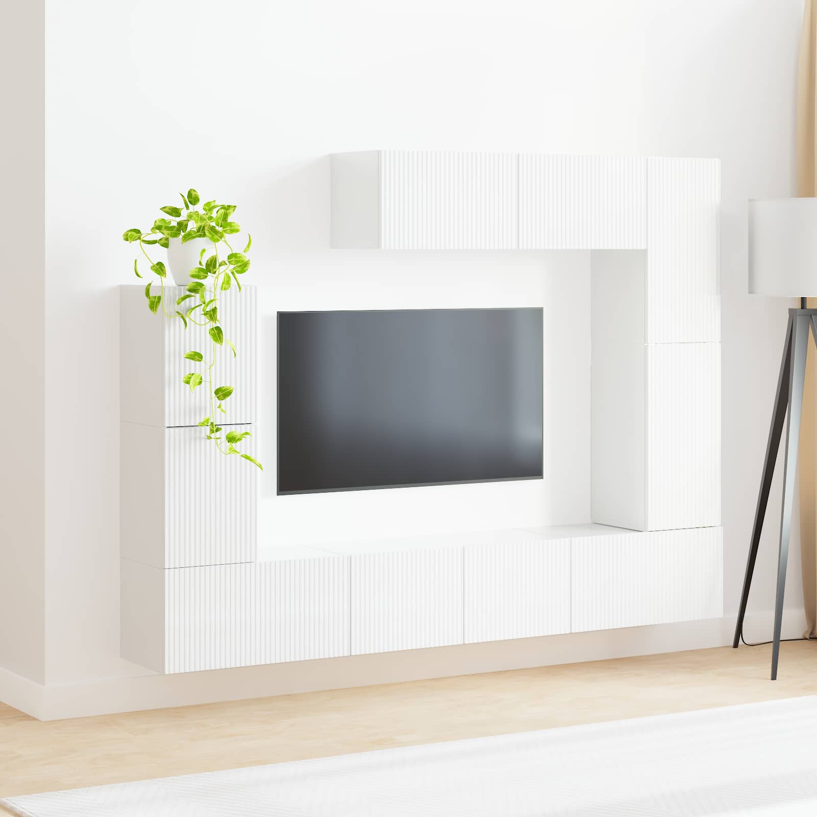 Conjunto de mueble de TV 5 pcs brillante Madera de ingeniería