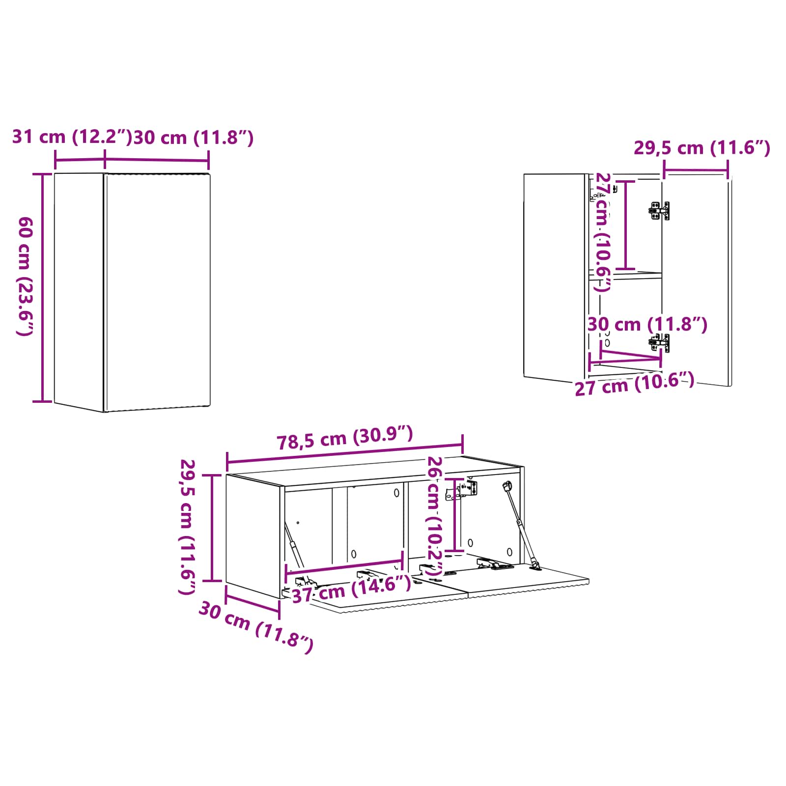 Conjunto de mueble de TV 6 pcs brillante Madera de ingeniería