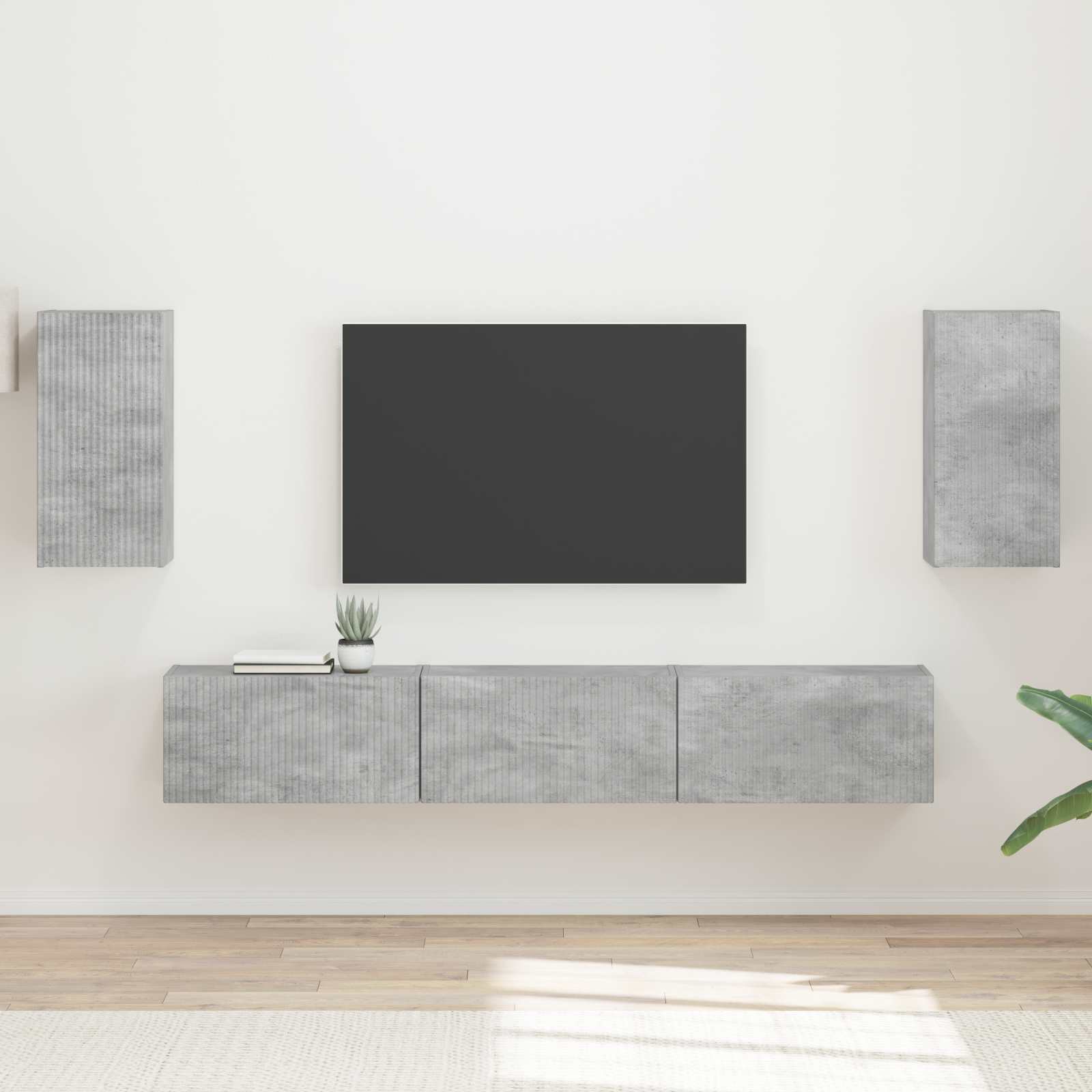 Conjunto de mueble de TV 5 pcs brillante Madera de ingeniería