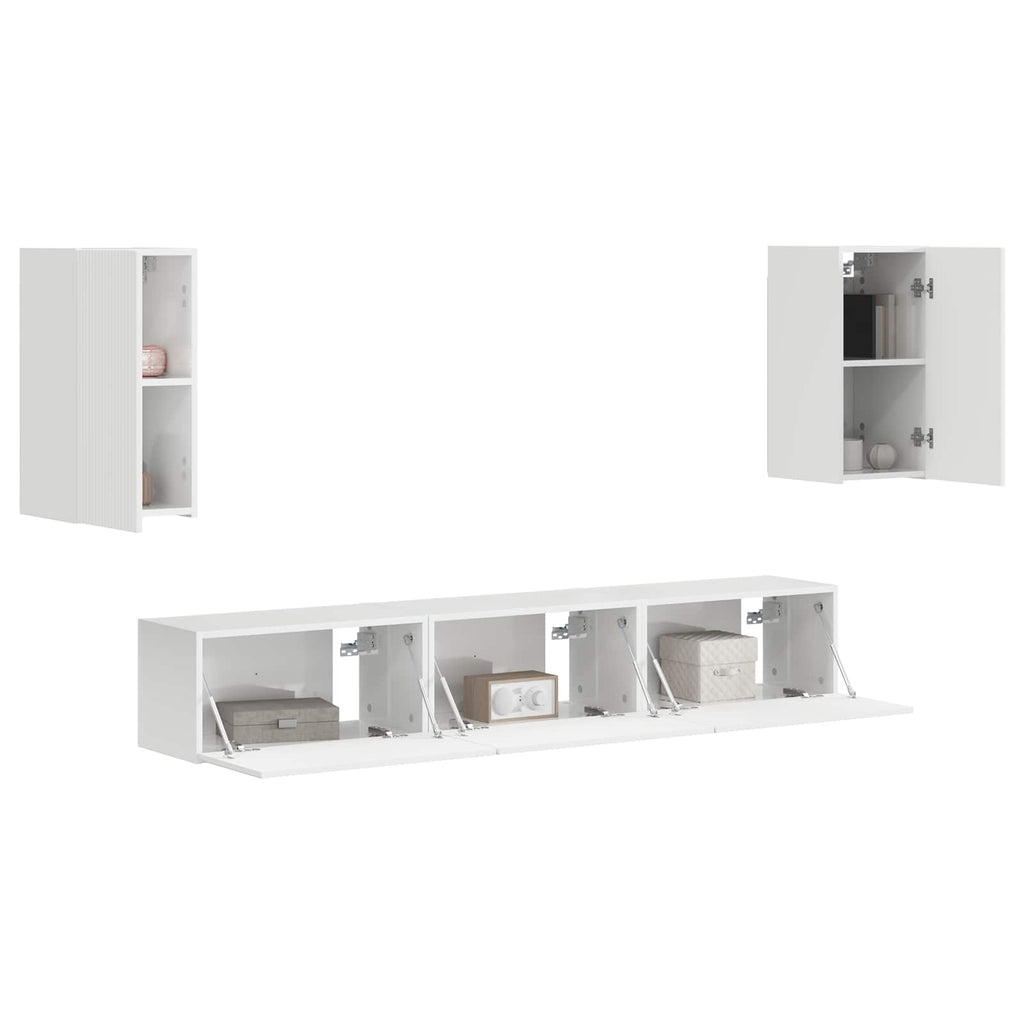Conjunto de mueble de TV 5 pcs brillante Madera de ingeniería