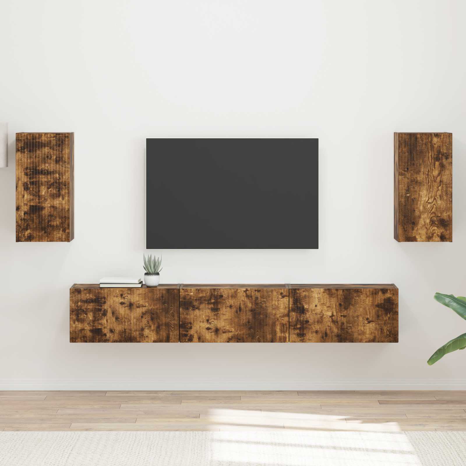 Conjunto de mueble de TV 5 pcs brillante Madera de ingeniería