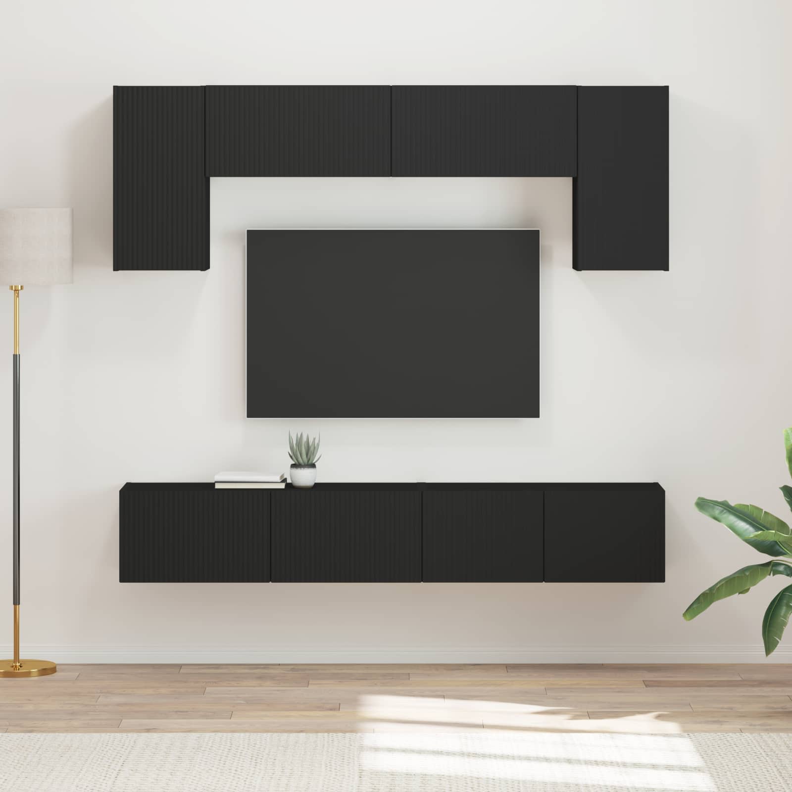 Conjunto de mueble de TV 4 pcs brillante Madera de ingeniería