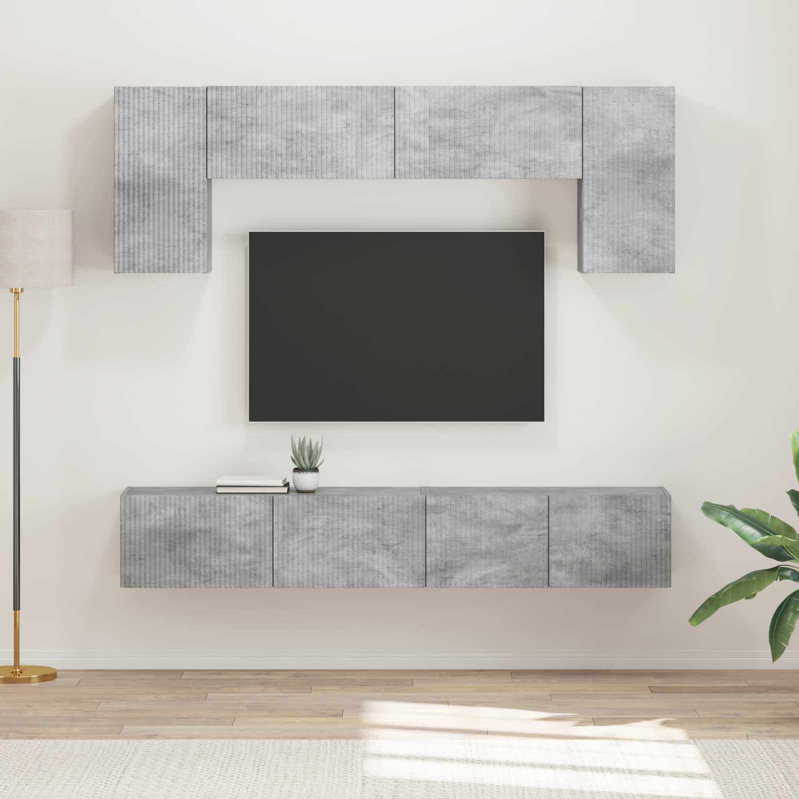 Conjunto de mueble de TV 4 pcs brillante Madera de ingeniería