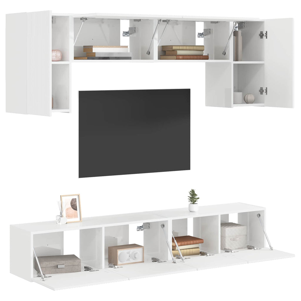 Conjunto de mueble de TV 4 pcs brillante Madera de ingeniería