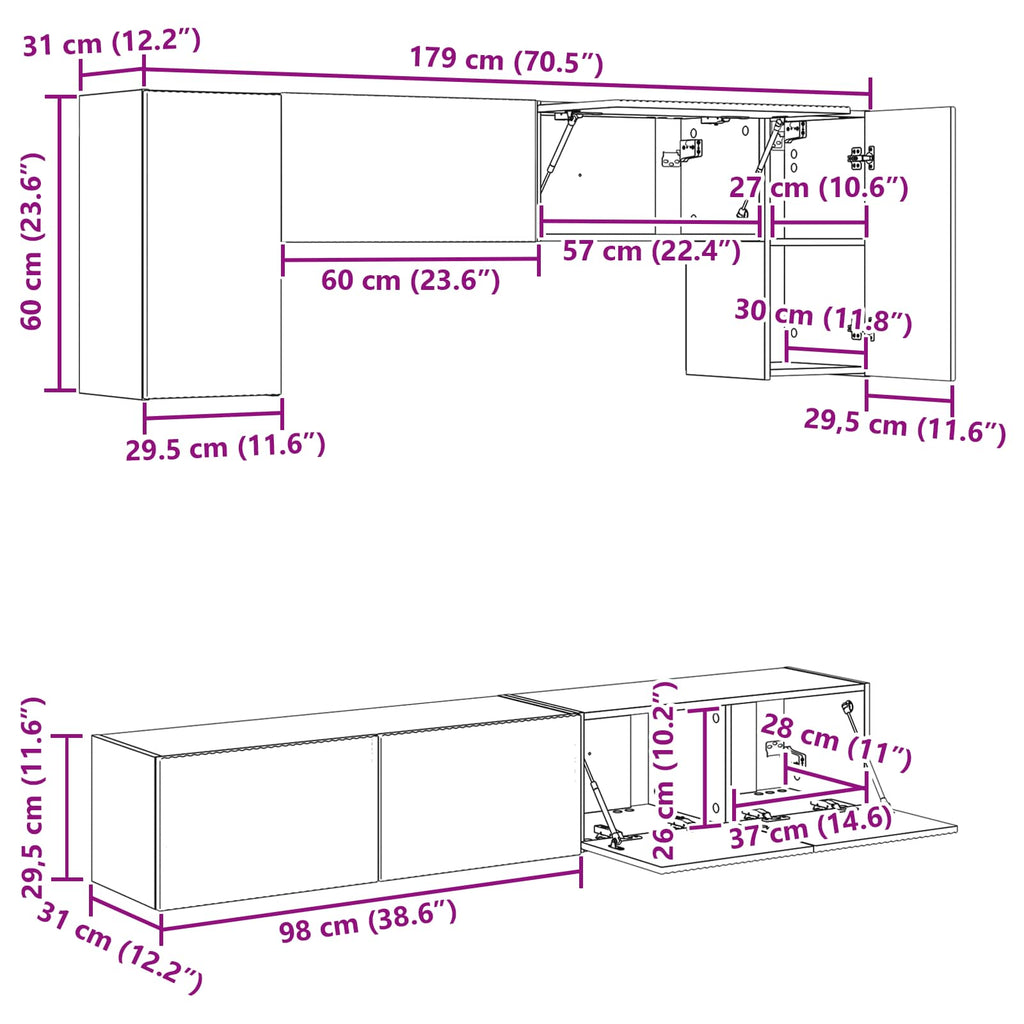 Conjunto de mueble de TV 4 pcs brillante Madera de ingeniería