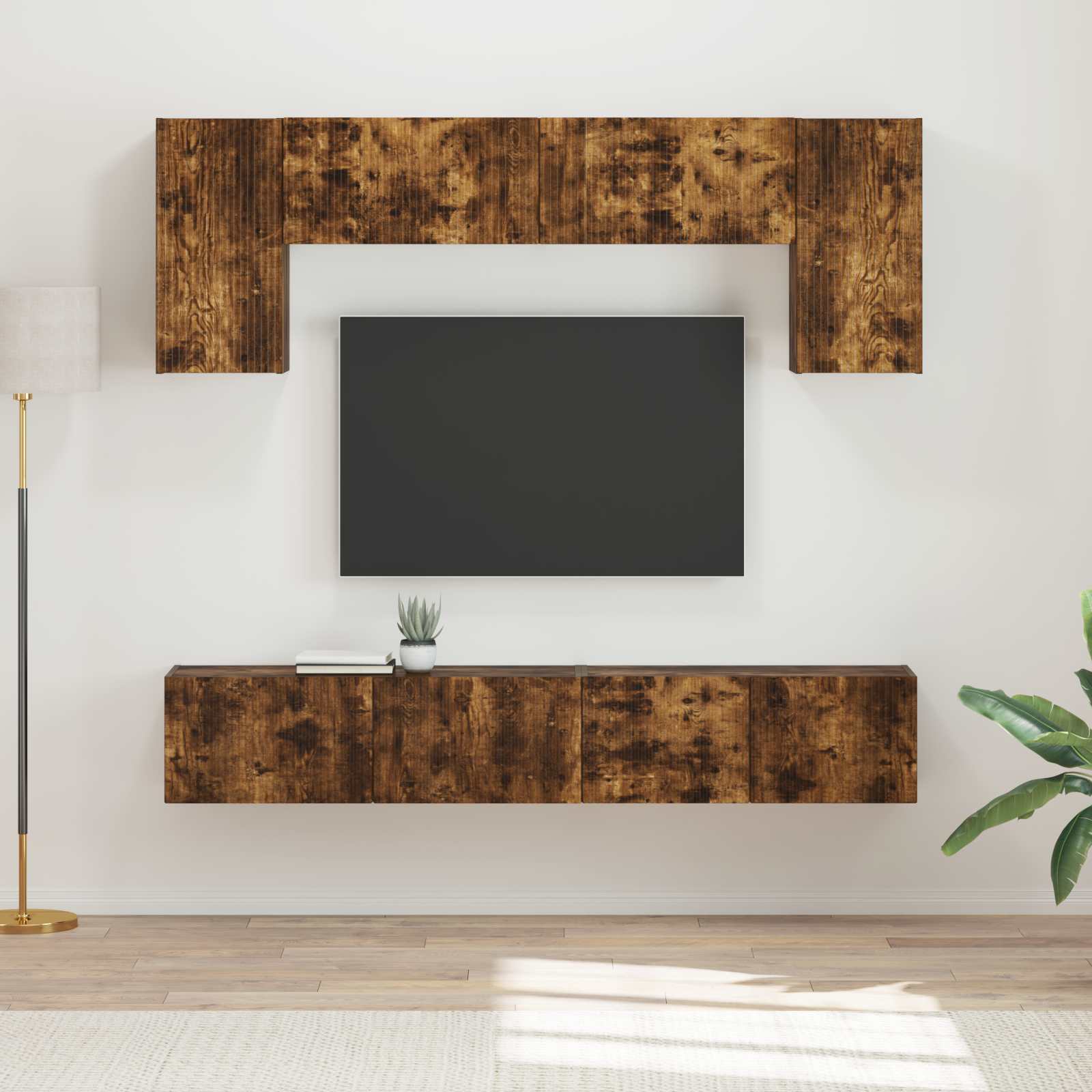 Conjunto de mueble de TV 4 pcs brillante Madera de ingeniería